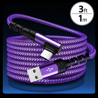 Fábrica al por mayor PVC + Nylon trenzado USB-tipo C cable de datos ángulo recto Cable de fecha para teléfono móvil