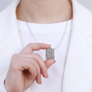 18K altın kaplama paslanmaz çelik takı süblimasyon boş kitap şekli kilit DIY çerçeve fotoğraf resim hatıra madalyon kolye - Product Image 4