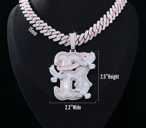 9k-24k गोल्ड हिप हॉप बेंचर श्रृंखला cvd प्रयोगशाला विकसित "बी" पेंडेंट हार 30% जमा - Product Image 2