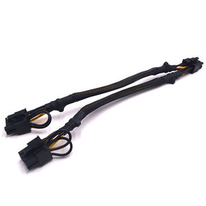 Cable divisor en Y de alimentación PCIe GPU de 12 pines (6+6), cables amarillos de 18AWG con funda de malla negra, cable en Y para servidor/tarjeta gráfica - Product Image 5