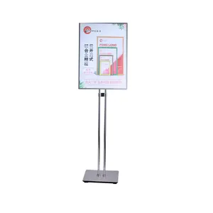 Led Menu Ajustable tanda lantai dukungan A2 untuk troli iklan Poster Stand Display dengan lampu latar