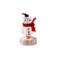 Ornement de Noël en verre rotatif de style Murano fait main, figurine de bonhomme de neige tournante pour la décoration de table de Noël, cadeau