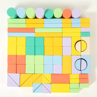 Ensemble de 84 blocs de construction en bois, couleurs pastel macaron, grandes formes de construction, pour tout-petits, Montessori, vente en gros