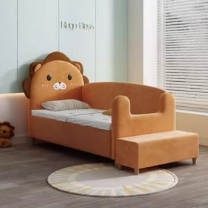 Letto singolo moderno in legno JINS Little Lion per bambini, con protezione laterale e sponda di sicurezza, per uso in camera da letto. - Product Image 5