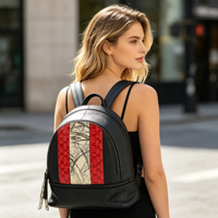 Sacs à dos en cuir véritable noir de qualité supérieure faits à la main avec plusieurs poches pour femmes, élégants et de grande capacité