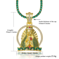 Achat en gros Collier religieux Hip Hop Vierge Marie plaqué or avec micro-pavé de zircone cubique verte et rouge pour bijoux haut de gamme