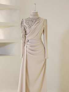 लक्जरी शाम की पोशाक <span class=keywords><strong>2026</strong></span> शानदार नौसेना ब्लू ईड ड्रेस गर्मियों की खुली शाम को मुस्लिम अबाया की महिला - Product Image 4