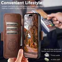 Étui portefeuille magnétique en cuir PU grainé avec support et chargement sans fil pour téléphones Apple séries 18/17/16/15/14/13/12