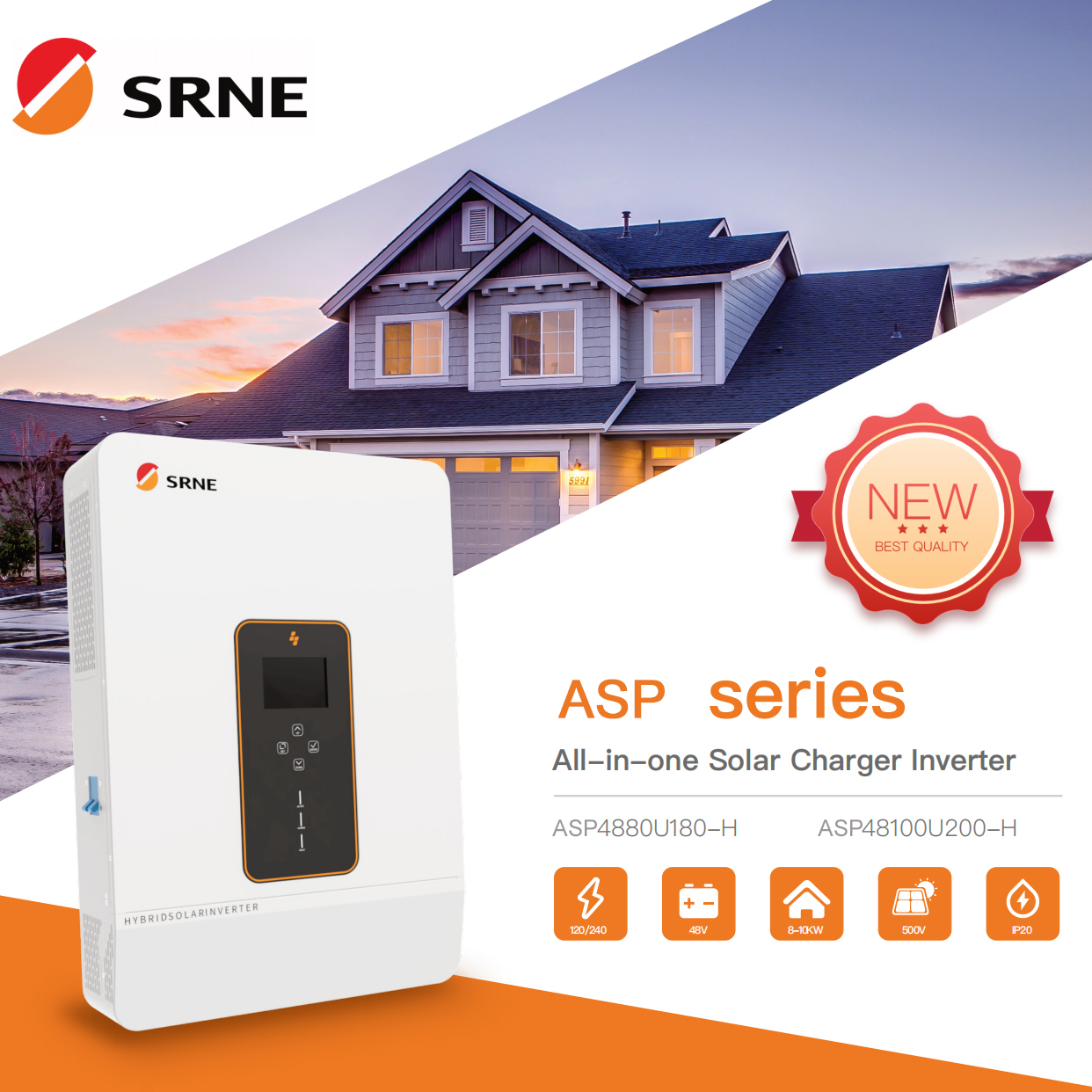 SRNE ASP48100U200-H 10KW Hybrid Solar Inverter for Off-grid