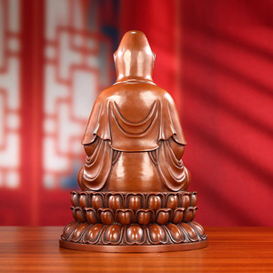 Statues de Bouddha Guanyin assises en cuivre, 3 pièces, décoration de table pour usage domestique en intérieur - Product Image 3