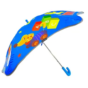 Ovida Suppliers Manufacturer Wholesale Popular Shape Kids Umbrella Cute Cartoon Printing J Shape Handle Children Umbrella