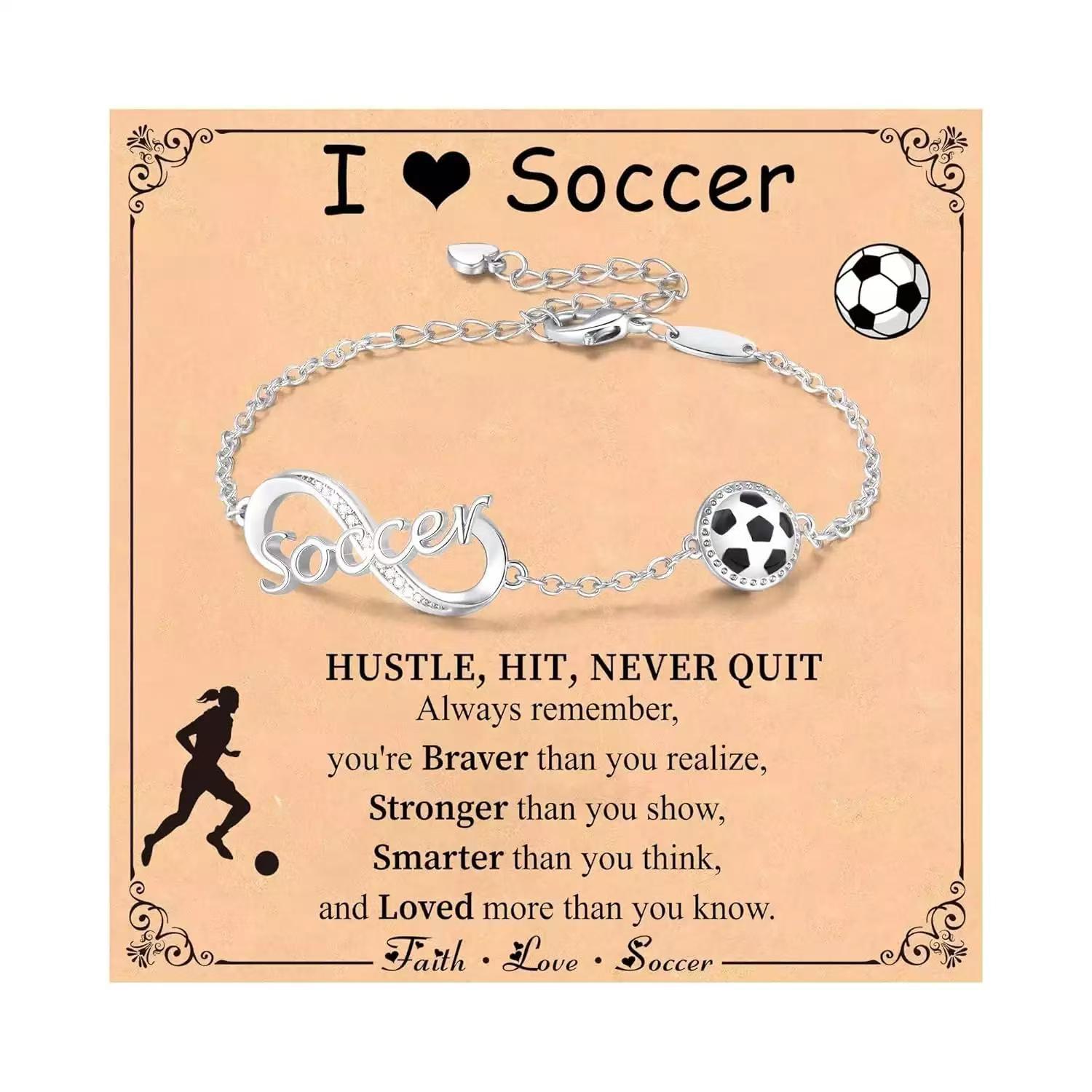 Bracelet de football en argent à huit caractères, incrusté de cuivre