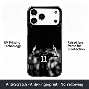 <span class=keywords><strong>Coque</strong></span> de protection antichoc transparente en TPU avec vue arrière de joueur de football noir et blanc n°<span class=keywords><strong>11</strong></span> pour <span class=keywords><strong>iPhone</strong></span> 17 16 15 14 13 <span class=keywords><strong>Pro</strong></span> Max - Product Image 2