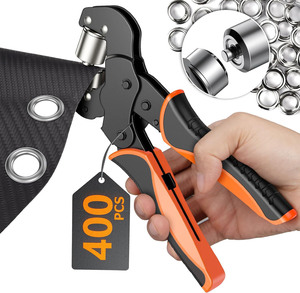 Jeu de pinces à sertir manuelles pour anneaux métalliques avec trous de 6 mm et 10 mm et coins. Pince à sertir manuelle pour anneaux métalliques 20210202 - Product Image 1
