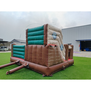 Château gonflable géant personnalisé en PVC imitation bois avec toboggan pour fêtes et jeux d'enfants - Product Image 6