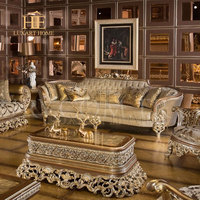 Ensemble de canapés turcs anciens sculptés en hêtre, design européen, meubles en tissu, salon royal, canapé
