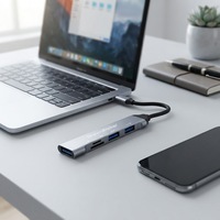 Dream Kacher Aluminium Alloy Mini Hub 5 Port USB 3.0 2.0 TF SD Pengisian Daya Komputer-Ponsel Transfer Data Tanpa Colokan