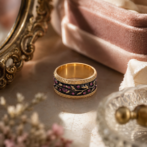 Anello vintage con foglie di vite incise, design floreale, accessori di moda per l'uso quotidiano - Product Image 6