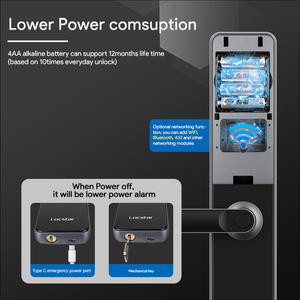Locstar livraison directe sécurité Cerradura Inteligente biométrique Cadenas <span class=keywords><strong>Empreinte</strong></span> numérique <span class=keywords><strong>empreinte</strong></span> digitale serrure intelligente pour porte principale - Product Image 5