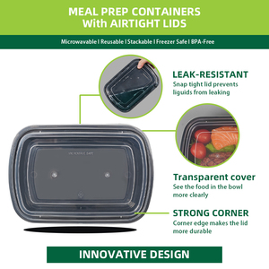 Contenitori Usa e Getta in Plastica per Alimenti Lvzong, 24/28/32/38 oz, Adatti al Microonde, per <span class=keywords><strong>Asporto</strong></span> e Preparazione Pasti, con Coperchio - Product Image 3