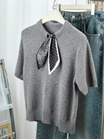 Suéter de Punto Premium para Mujer, Mezcla de Viscosa, Cuello Francés, Manga Corta, Elegante, para Uso Diario, 2026