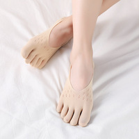 Chaussettes d'été respirantes et décontractées en coton à cinq doigts, absorbant la sueur, maille fine, chaussettes bateau à cinq doigts