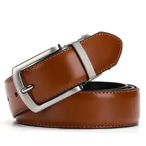 Wholesale Factory Men's Genuine Leather Belt Reversible Rotated Buckle Belt