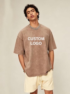 เสื้อยืดลายกราฟิกแบบกำหนดเอง ล้างสีแบบแอซิดวอช สำหรับผู้ชาย ไซส์ใหญ่พิเศษ ผ้าคอตตอนหนานุ่ม สไตล์วินเทจ ปักลายได้ - Product Image 2