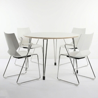 Table à manger ronde moderne et durable en bois avec pieds en acier inoxydable de 3,93 pieds pour 4 personnes