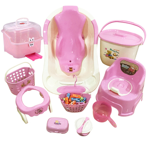 Baby Bath Products New Born Infant Child Pink Pp Plastic Baby Bath Tub Set For Girls