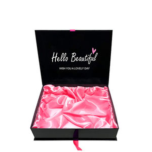 Custom Black magnetic hair gift boxes wholesale wig packaging box with ribbon closure