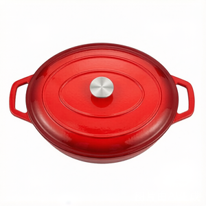 Cocotte ovale émaillée avec couvercle, cocotte à double poignée pour la cuisson du pain, ustensile de cuisson antiadhésif émaillé - Product Image 3