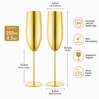 Flûtes à champagne en acier inoxydable de 250 ml (8,5 oz) – Vente en gros, verres à flûte métalliques pour mariages et fêtes