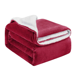 Geri dönüşümlü çift katmanlı kış peluş pazen Sherpa polar battaniye yatak kanepe - Product Image 1