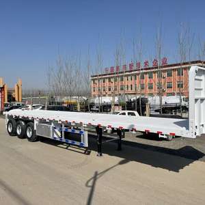 Promotion : Semi-<span class=keywords><strong>remorque</strong></span> plateau 3/4 essieux 60 tonnes en alliage d'aluminium avec suspension pneumatique pour conteneurs et marchandises, pour camions - Product Image 1