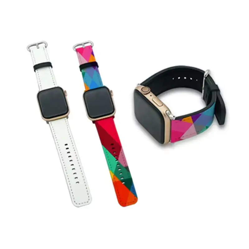 Custom Pu Lederen Apple Watch Band Blanco Sublimatie Smart Horloge Band Band Voor Apple Watch