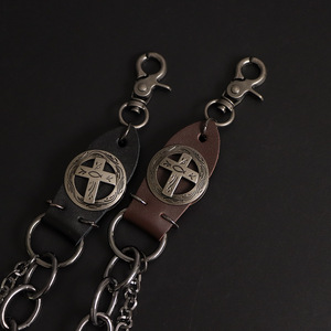 Vintage Leather <b>Cross</b> Trouser <b>Chain</b> Double Layered Chunky Metal Industrial Streetwear Waist <b>Chain</b> Hip Hop Style Daily Wear - Product Image 4