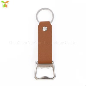 Abridor de regalo de cuero de envío rápido llavero 6 colores cuero mejor hombre regalo abridor de acero inoxidable regalo de boda abrebotellas - Product Image 3