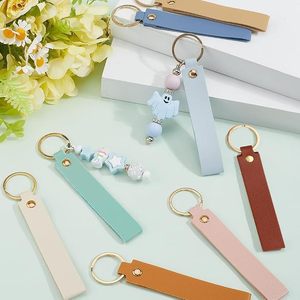 Étiquettes vierges en PU pour gravure, porte-clés dorés, crochets de chaîne, pour la fabrication de porte-clés, le bricolage, le travail du cuir, porte-clés en cuir colorés pour gravure laser - Product Image 4