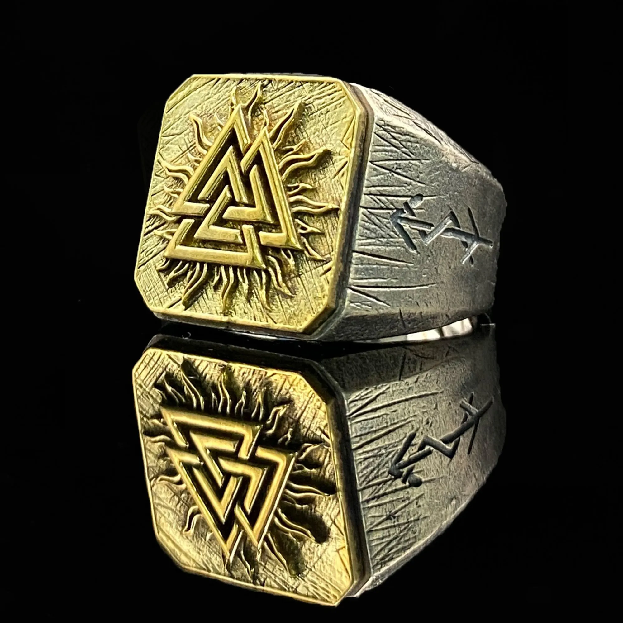 925 perak murni cincin Valknut Viking Nordik trendi pria Band tunggal Punk pesta Gotik Dekorasi seni perhiasan