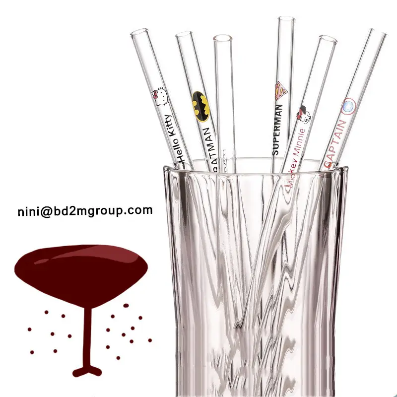 reusable glass drinking straws with custom logo decal wholesale 2022 new products