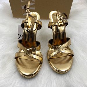 Dames sandalen zomer 2026, sexy open teen, dunne hak, Franse stijl, metallic goud, hoge hakken - Product Image 4