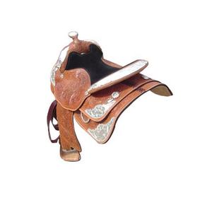 Sillín occidental de cuero marrón tallado por fabricante - Product Image 2