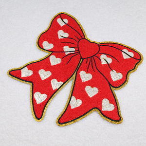 New Popular <b>Sew</b> <b>on</b> Embroidery <b>Patches</b> for Clothing Heat Transfer Big Hearts Chenille Valentines <b>Patches</b> - Product Image 3
