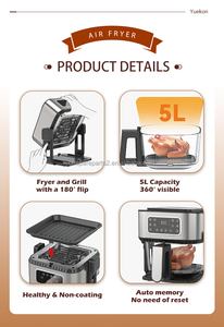 Nuevo estilo, electrodomésticos de cocina de alta calidad, freidora de aire de 5L con función en pantalla táctil Digital, máquina freidora de aire para uso doméstico - Product Image 6