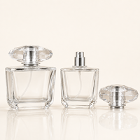 Flacon de parfum en verre transparent de qualité supérieure 30 ml 50 ml 100 ml, vaporisateur rectangulaire, pompe en aluminium, emballage cosmétique, contenant de parfum