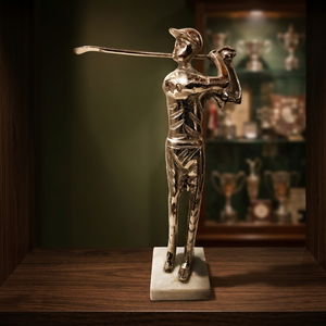 Silver Aluminum Golf Player Figurine Handmade Artistic Tabletop Sculpture Modern Design Eco-Friendly Durable Living Room <b>Decor</b> - Product Image 2