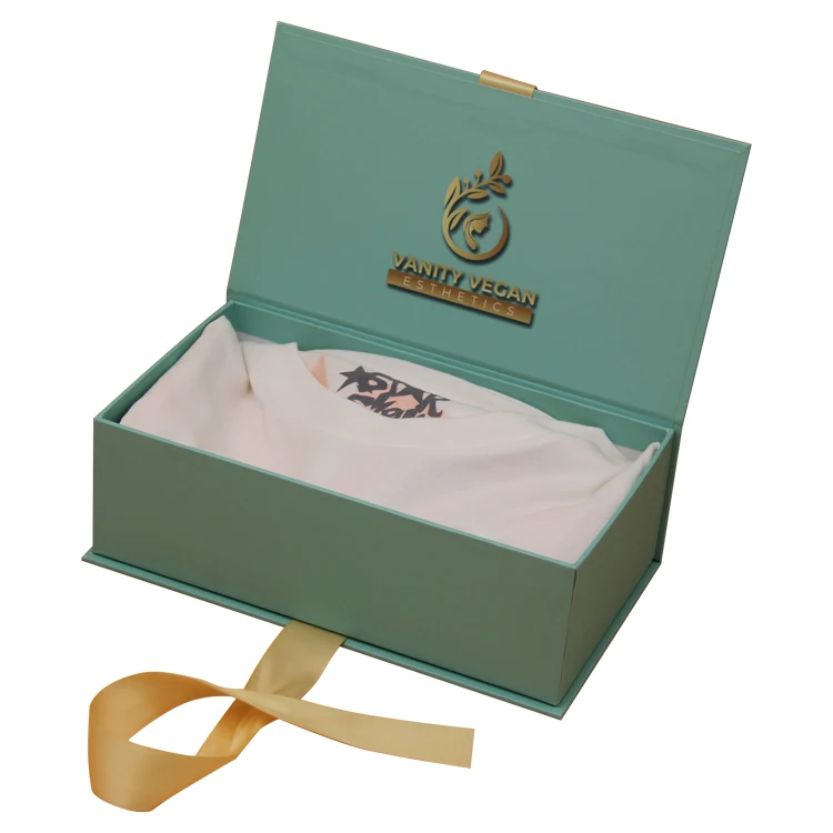 luxury gold hot stamping paper board gift kraft paper clothing t-shirt packaging box for clothing