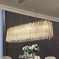 Lámpara de Araña de Cristal de Lujo, Altura Ajustable, LED Moderna y Minimalista, Iluminación para Villa, Sala de Estar, Dormitorio, Comedor, Ambiente Cálido