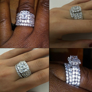 Pave Style <b>Ring</b> <b>Set</b> for Women Sparkling Stone Fashion Finger Jewelry Gift - Product Image 3
